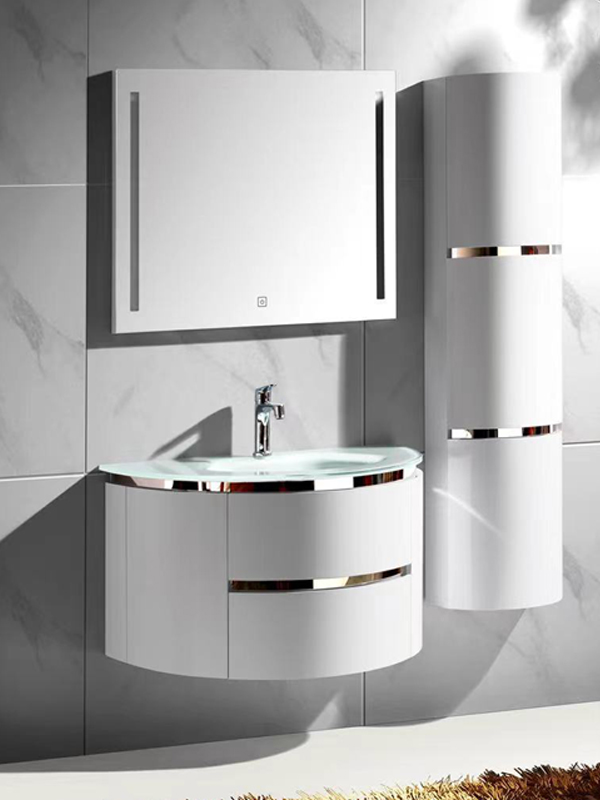 KP-5809 meuble de salle de bain en PVC suspendu en contreplaqué avec lavabo